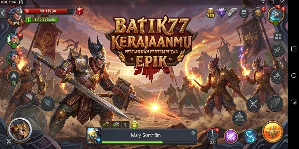 Tampilan gameplay <strong>BATIK77</strong> menunjukkan pertempuran seru dan strategi menara yang cerdas.