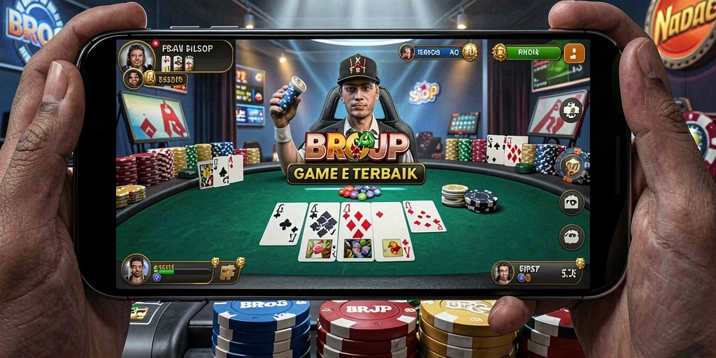 Tampilan gameplay BROJP dengan aksi seru permainan Poker.