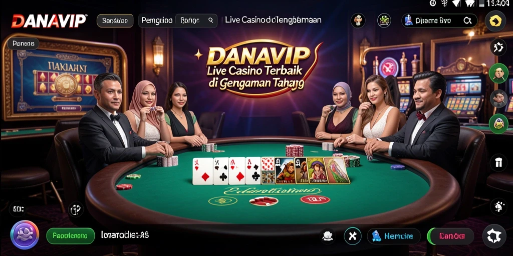Screenshot utama gameplay Live Casino DANAVIP yang menggembirakan.