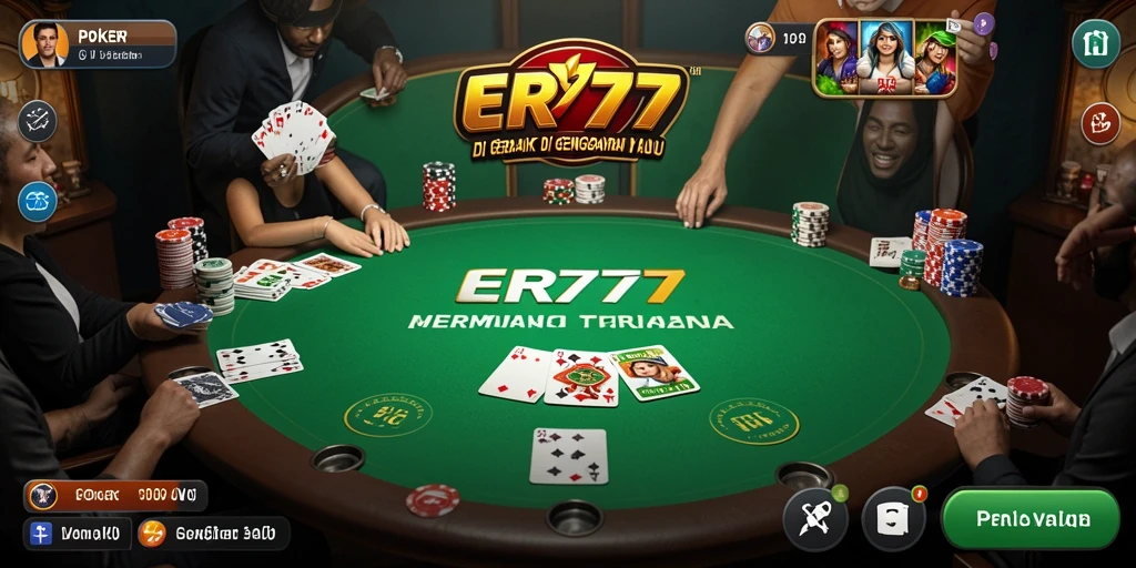 Screenshot utama ER777 menampilkan aksi seru dalam permainan Poker.