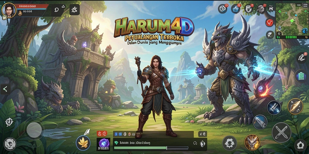 Screenshot gameplay HARUM4D yang menampilkan petualangan di dunia terbuka.