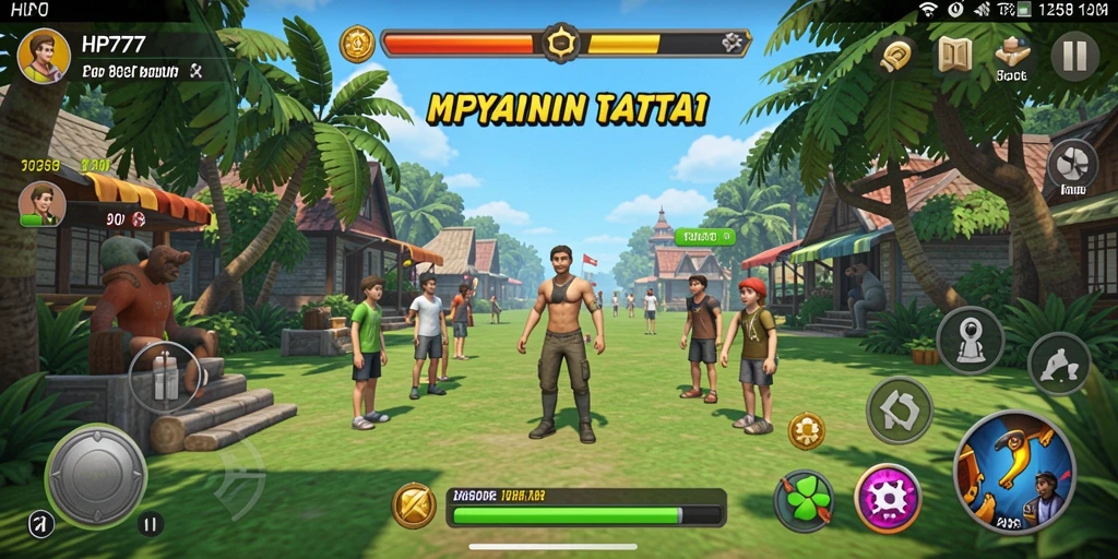 Screenshot utama HP777 menampilkan gameplay seru yang penuh warna.