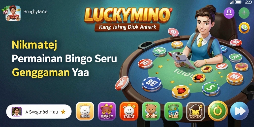 Tampilan gameplay seru dalam LUCKYMINO saat bermain Bingo.