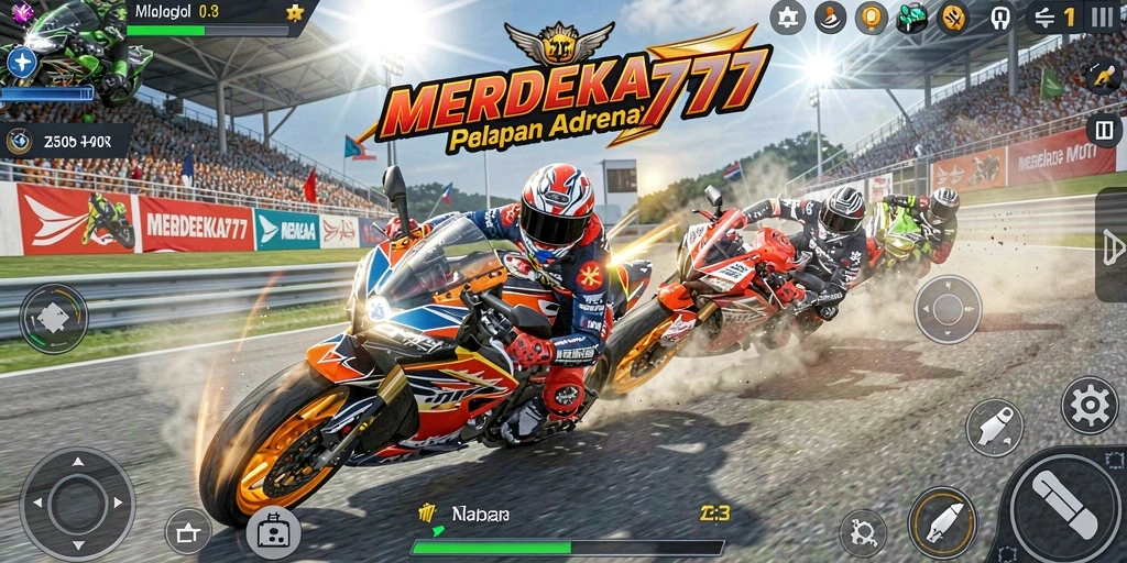 Gameplay seru dan mendebarkan di MERDEKA777 dengan balapan motor yang kompetitif.