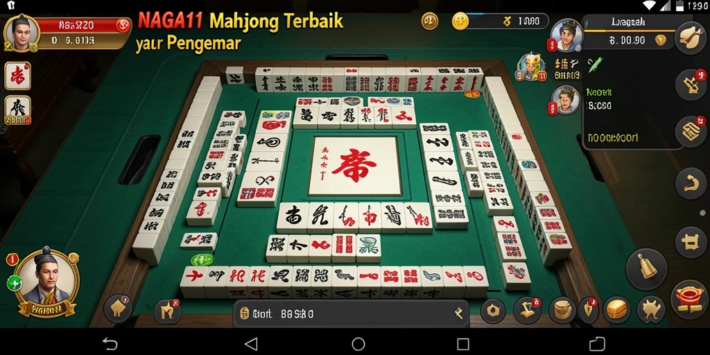 Screenshot NAGA11 menunjukkan antarmuka permainan Mahjong yang menarik.
