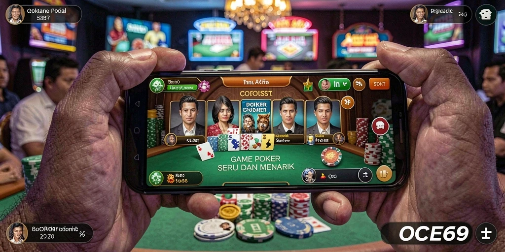 Tampilan gameplay OCE69 yang seru dan menarik saat bermain Poker.