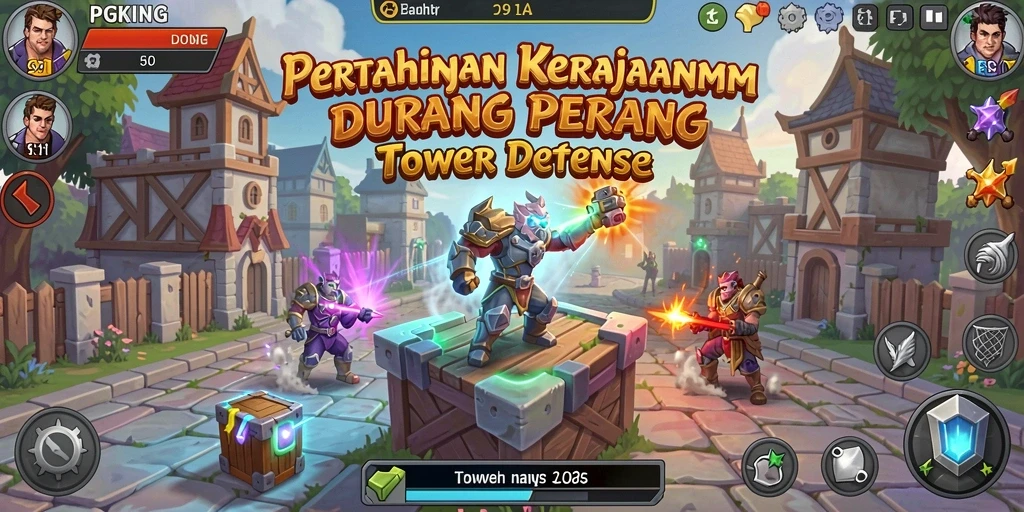 Screenshot utama PGKING menampilkan aksi intens dalam Tower Defense.