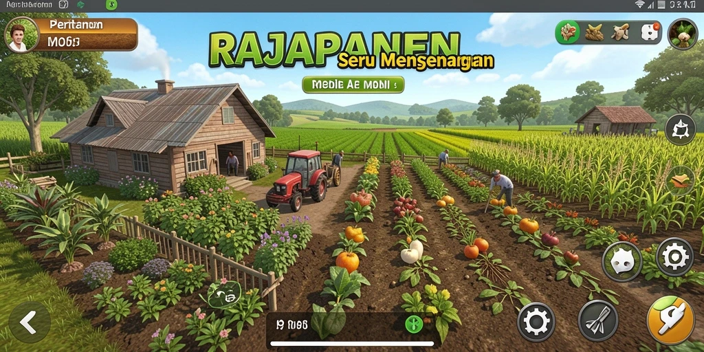 Tampilan gameplay menarik di dunia pertanian RAJAPANEN.