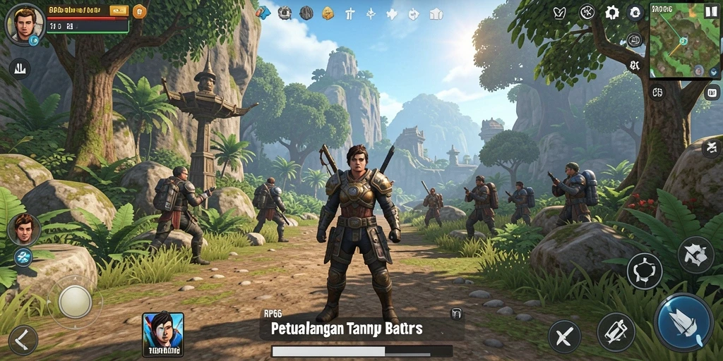 Screenshot gameplay RP66 menampilkan eksplorasi dunia terbuka yang luas.