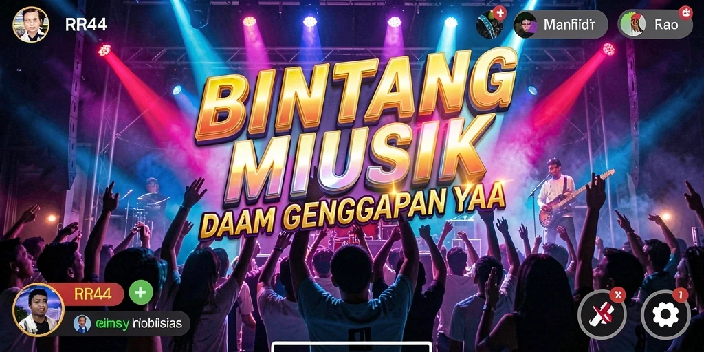 Menampilkan gameplay seru di aplikasi RR44 saat bermain musik.