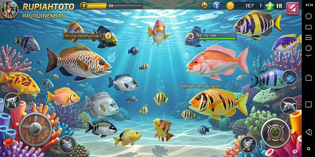 Tampilan seru gameplay RUPIAHTOTO saat menembak ikan.