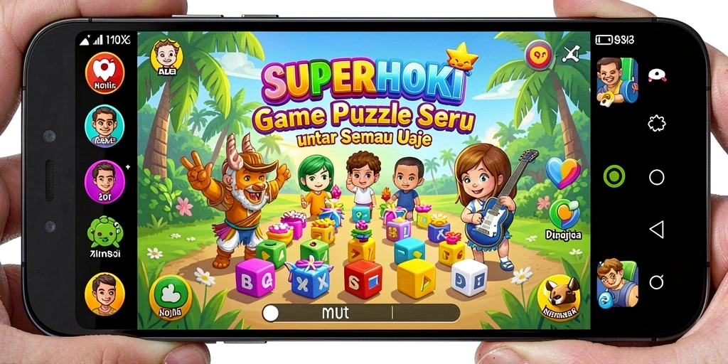 Tampilan gameplay SUPERHOKI dengan teka-teki menantang.