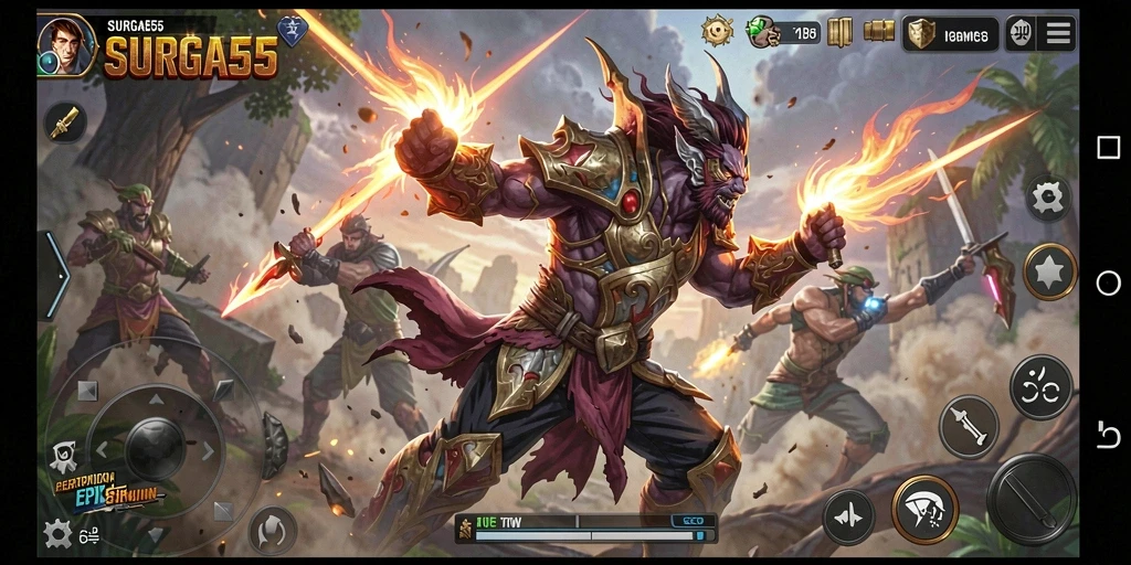 Tampilan gameplay seru dari SURGA55 yang penuh aksi.