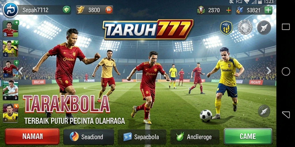 Tampilan gameplay <strong>TARUH777</strong> menunjukkan pertandingan sepakbola yang mendebarkan.