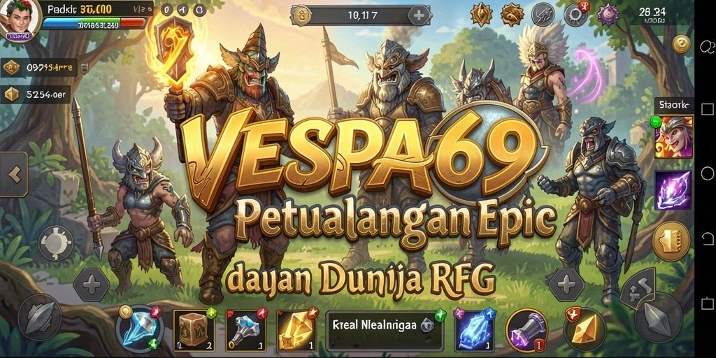 Screenshot gameplay VESPA69 menampilkan aksi pertarungan RPG yang mendebarkan.